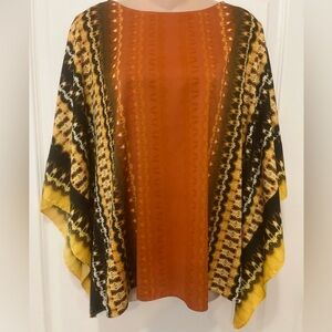 Bob Mackie Rich Earth Toned Tribal Print Scarf Top, Size S